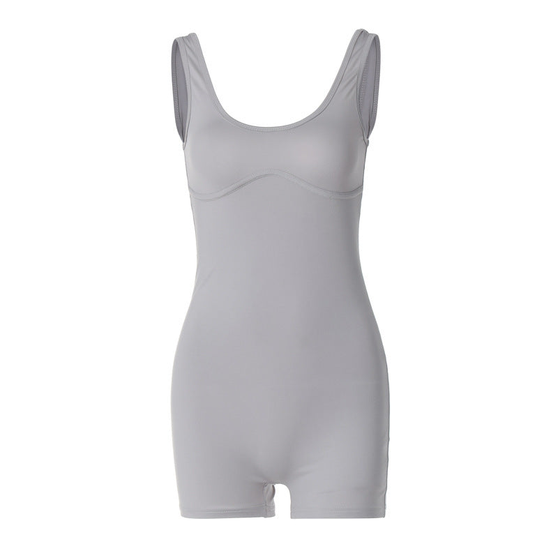 Mono ajustado con cuello en U y tirantes para mujer, ropa de verano para tiro callejero, color liso