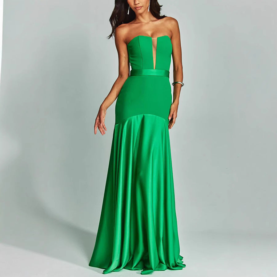 Vestido informal de fiesta sin mangas con costuras en el pecho para mujer