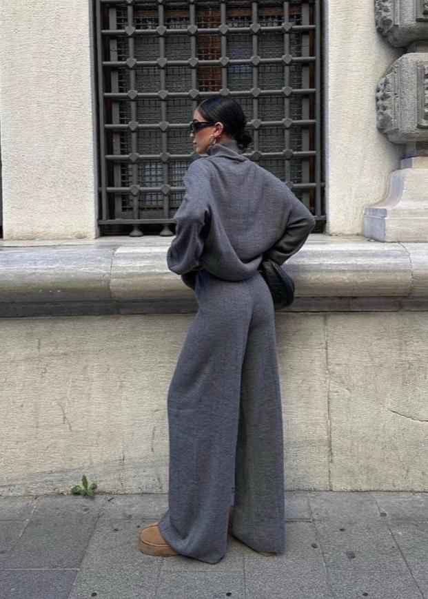 Sophisticated Charcoal Knitwear Set