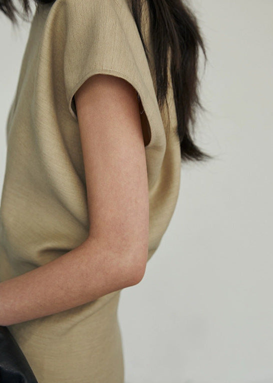 Sandstone Grace - Structured Cap Sleeve Maxi Dress