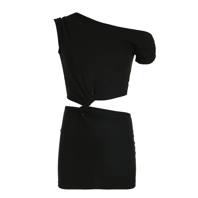 Vestido sin mangas con hombros descubiertos, corte ahuecado, con costuras torcidas y hombros descubiertos para mujer