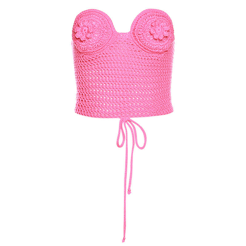 Summer Trends Women Off Shoulder Slim Fit Sexy Backless Knitted All Matching Vest Set