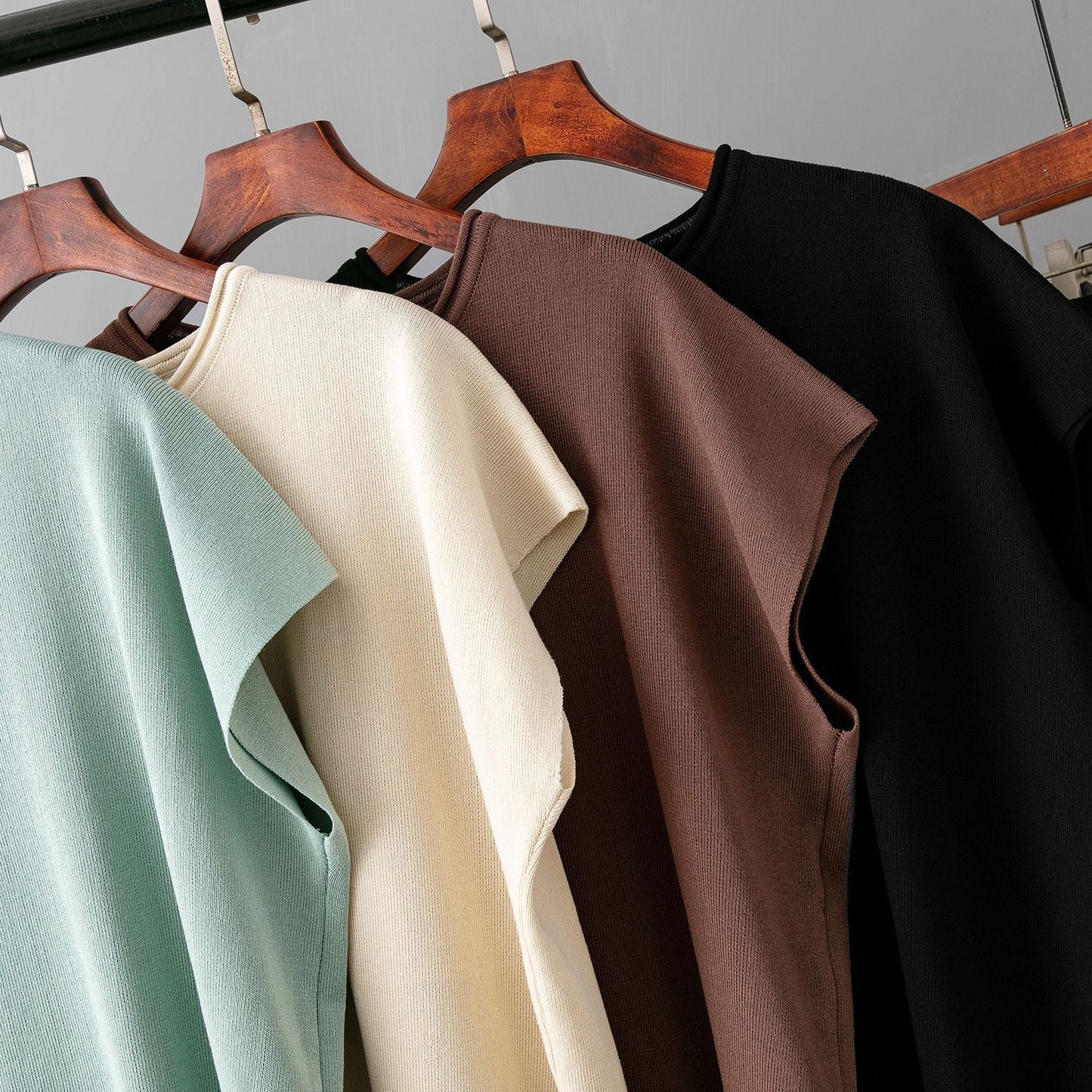 Casual Women Summer Solid Color Sleeveless Vest Sweater Wide Leg Pants Ice Silk Sets