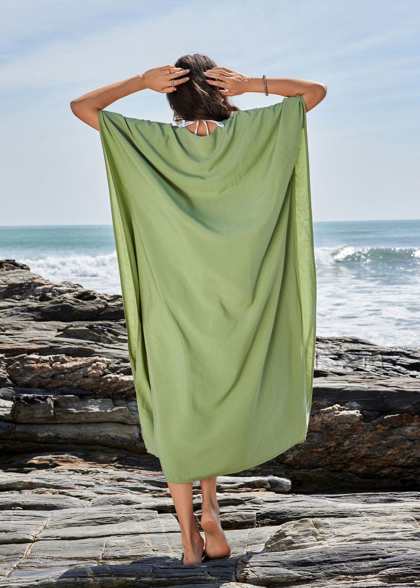 Oasis Serenity - EmbroideRed Caftan Maxi Dress