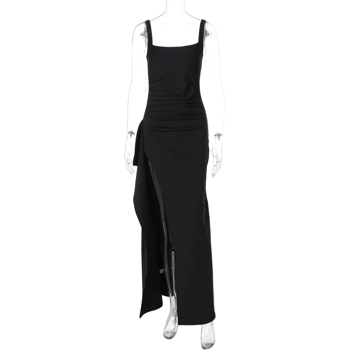 Vestido de noche para mujer, vestido largo de verano sexy con tirantes, espalda descubierta y abertura alta.