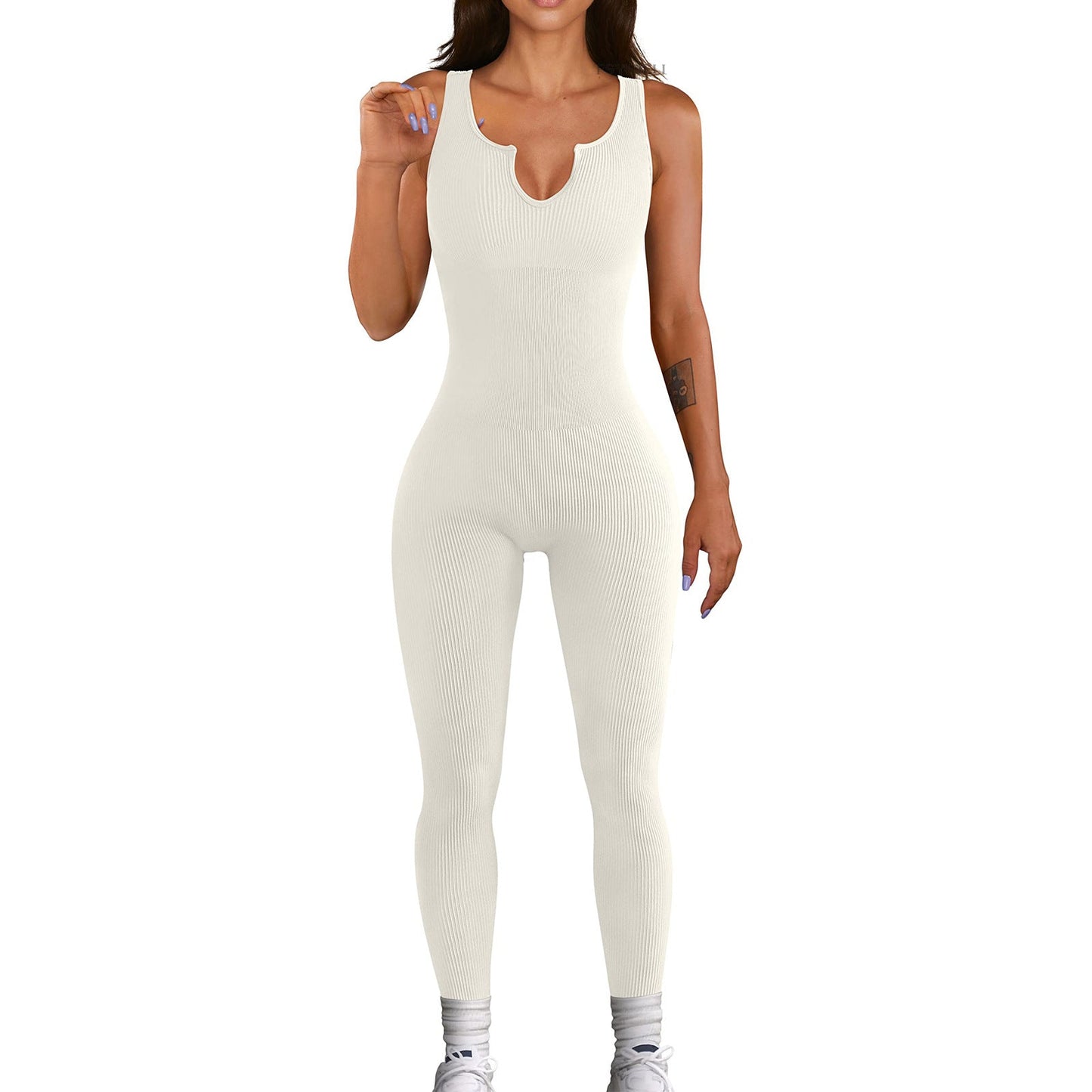 Women Clothing Sleeveless Vest Jumpsuit High Elastic Thread Fitted Hip Lifting Sexy Jumpsuit