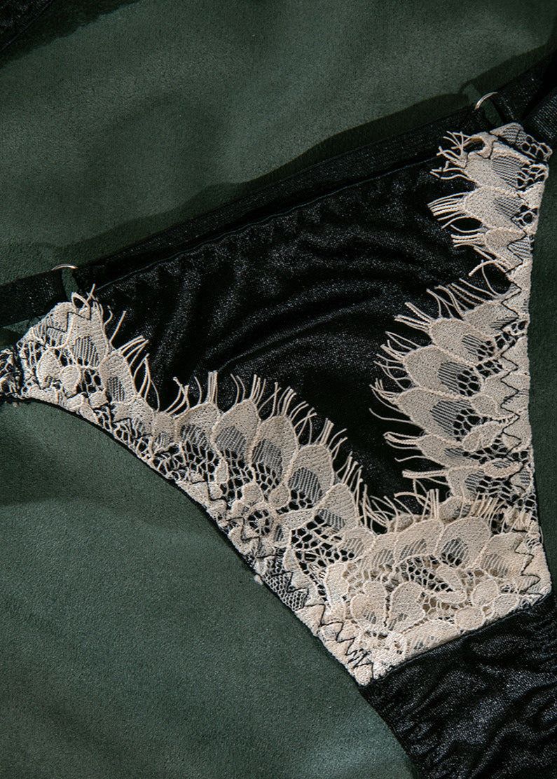 Velina - Sheer Lace & Satin Underwire Lingerie Set