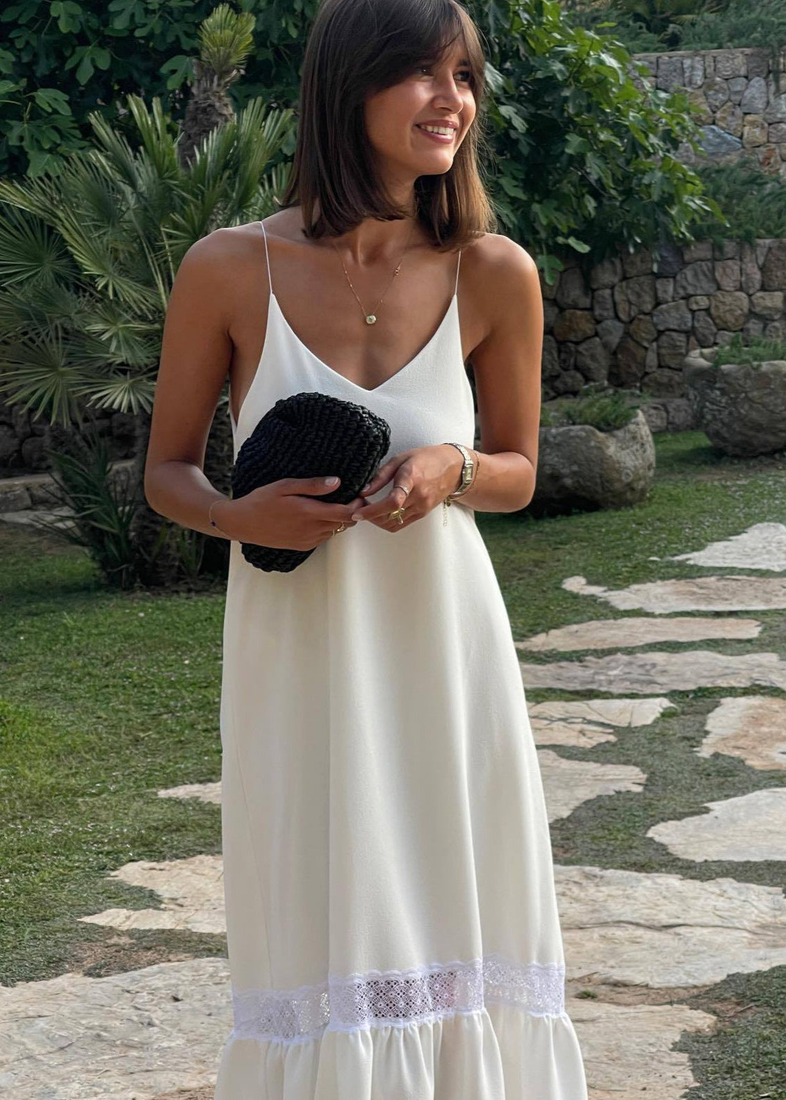 Celeste - Lace Trim Maxi Dress