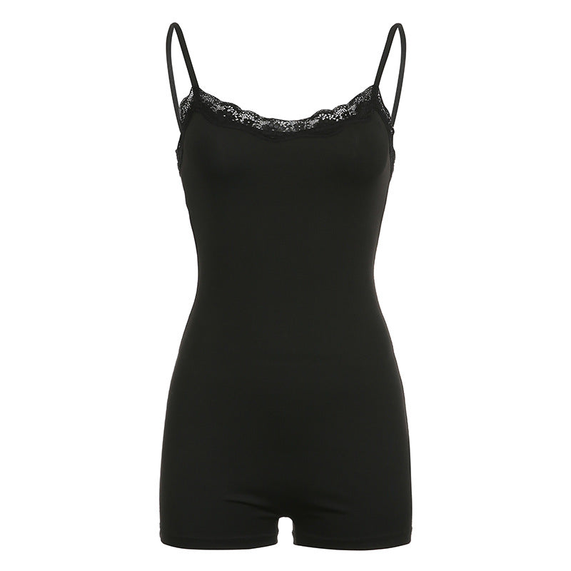 Mono de verano con tirantes y encaje ligero para chica cervecera, ropa para mujer