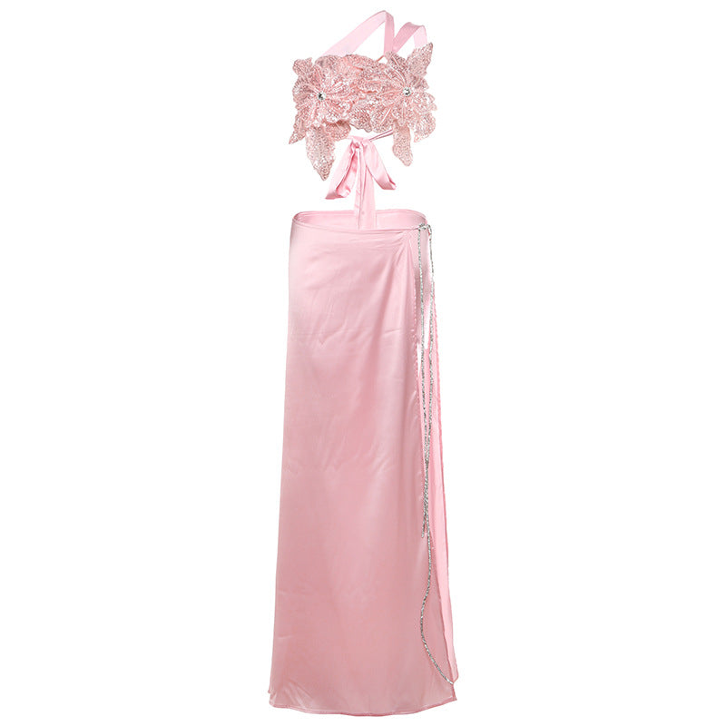 Barbara Embroidered Floral Tube Top & Skirt Set