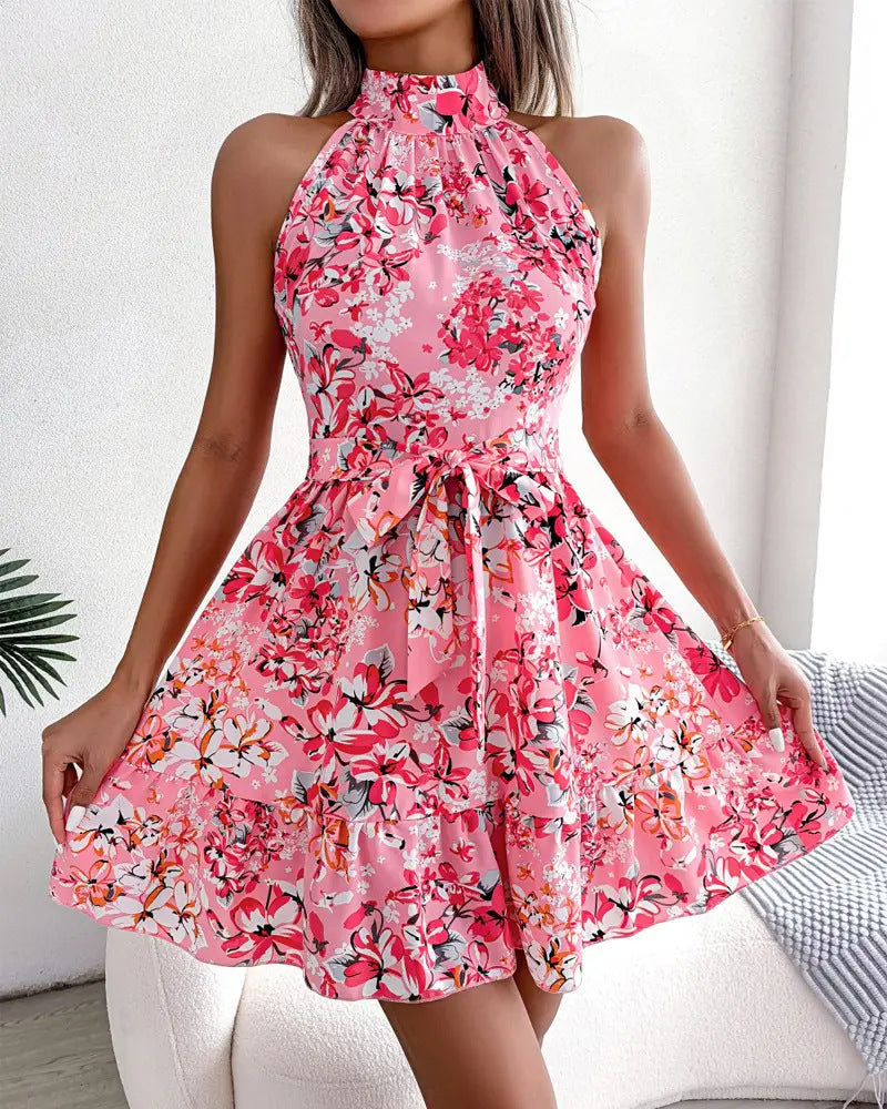 Vestido sin mangas con estampado de princesa dulce para mujer