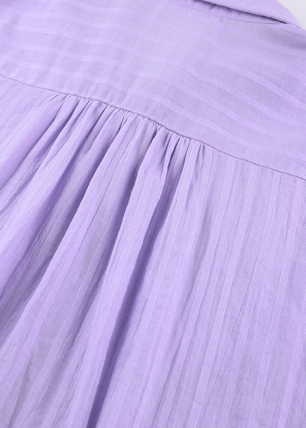 Lilac Drift - Striped Cotton Shirt and Shorts Set