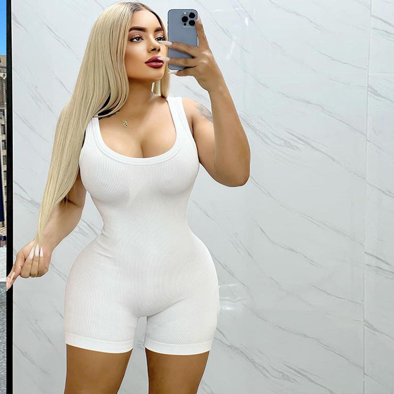 Mono de verano para mujer, sexy, ajustado, con escote en U y espalda descubierta, con tirantes