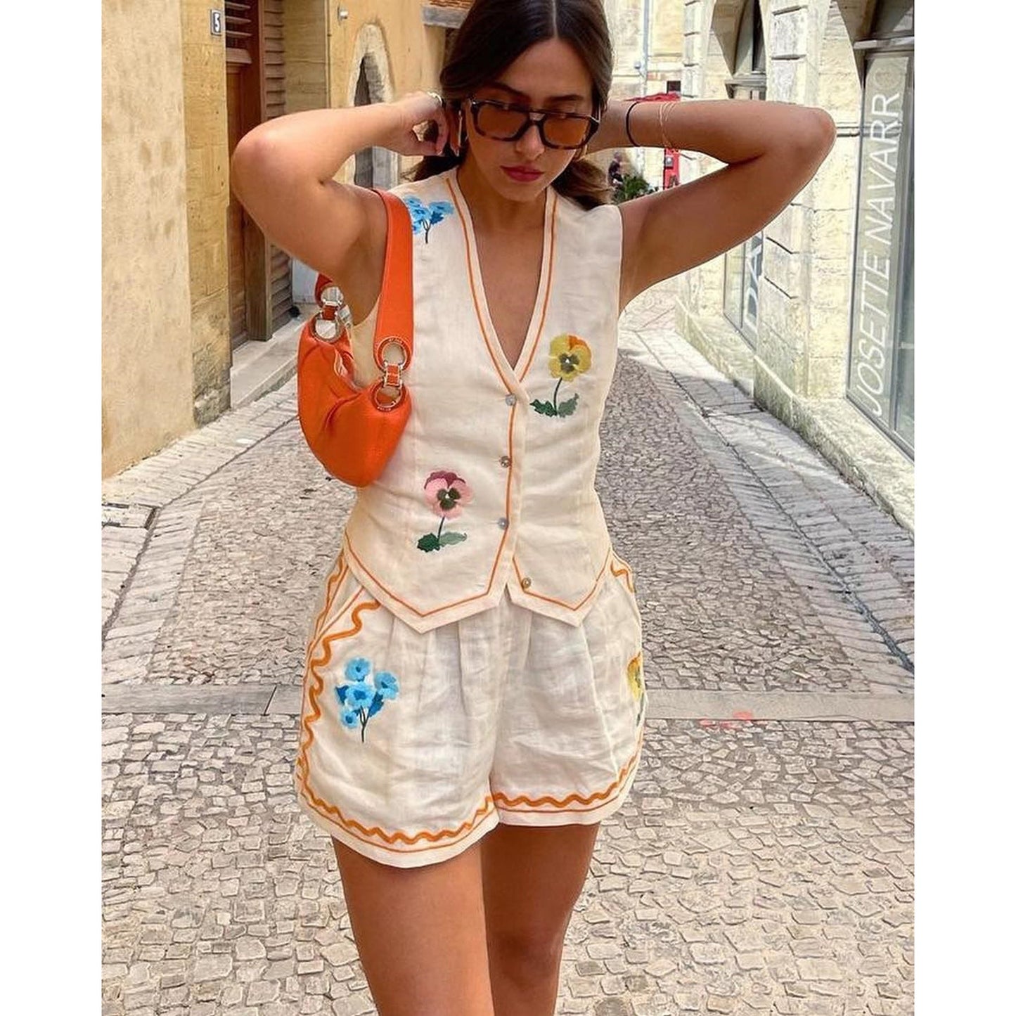 Conjunto de dos piezas formado por chaleco y pantalón corto, informal, holgado, para primavera y verano, para mujer