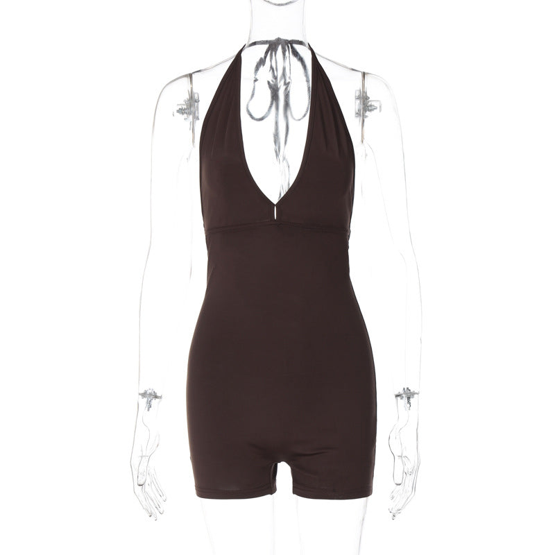 Mono deportivo de yoga con encaje, espalda descubierta, plisado, ajustado, color melocotón, para mujer