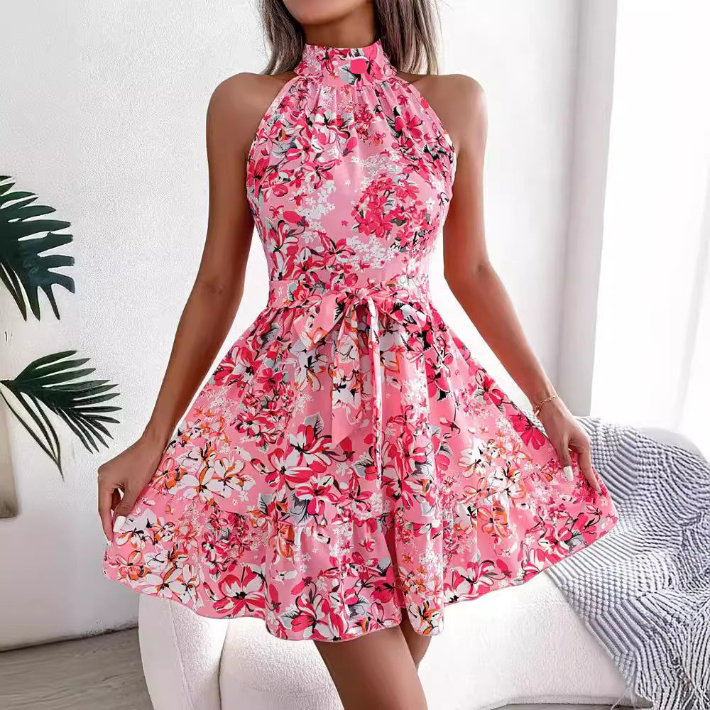 Vestido sin mangas con estampado de princesa dulce para mujer