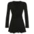 Vestido negro ajustado con escote en V y manga larga, sexy, básico, nuevo, fruncido en capas, corto