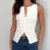 Summer Sleeveless Rib Knitted Tank Tops Female Casual Front Button Up Basic Vest Women Fashion Crop Tops Going Out Streetwear