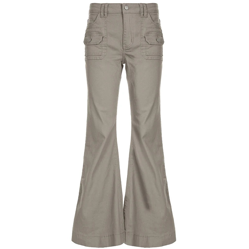 Pantalones acampanados sencillos y ajustados para mujer, alta moda, estilo informal inglés, vaqueros básicos combinables, ropa clásica.