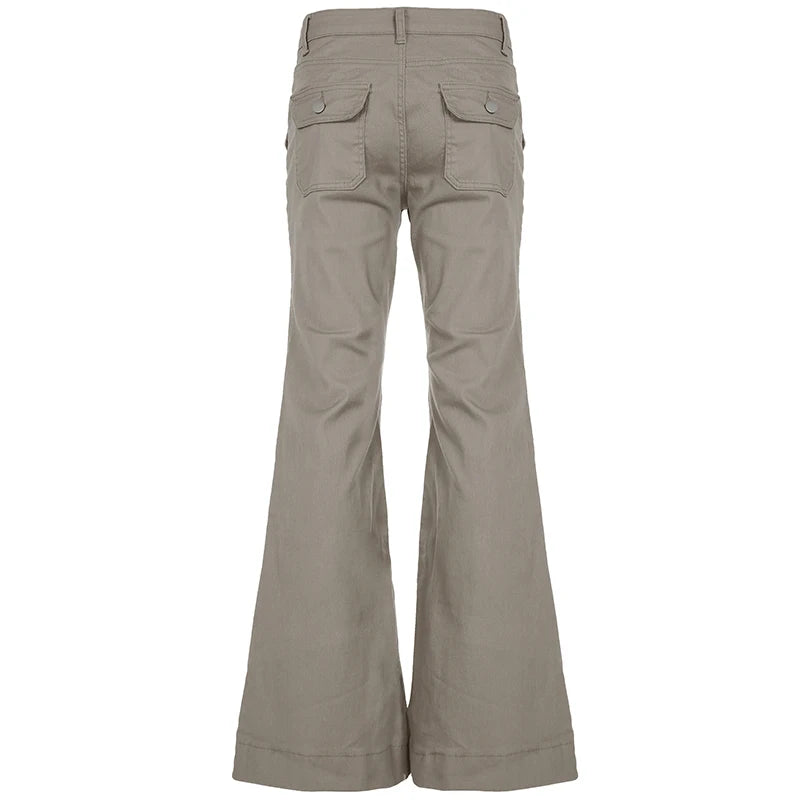 Pantalones acampanados sencillos y ajustados para mujer, alta moda, estilo informal inglés, vaqueros básicos combinables, ropa clásica.