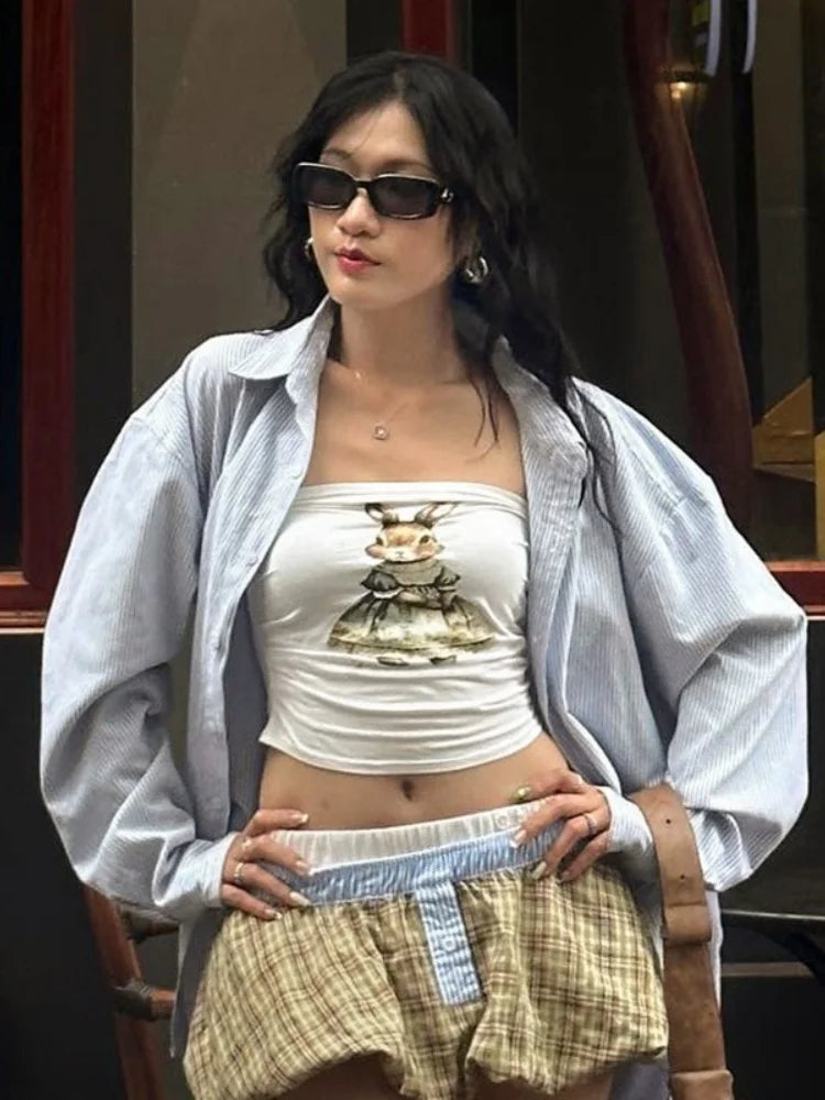 Lenceria Femenina Bandeau Top Sleeveless Lingerie Sexy De Femmes Skinny Cartoon Print Bralette Mujer Strapless Bra Y2k Tube Top