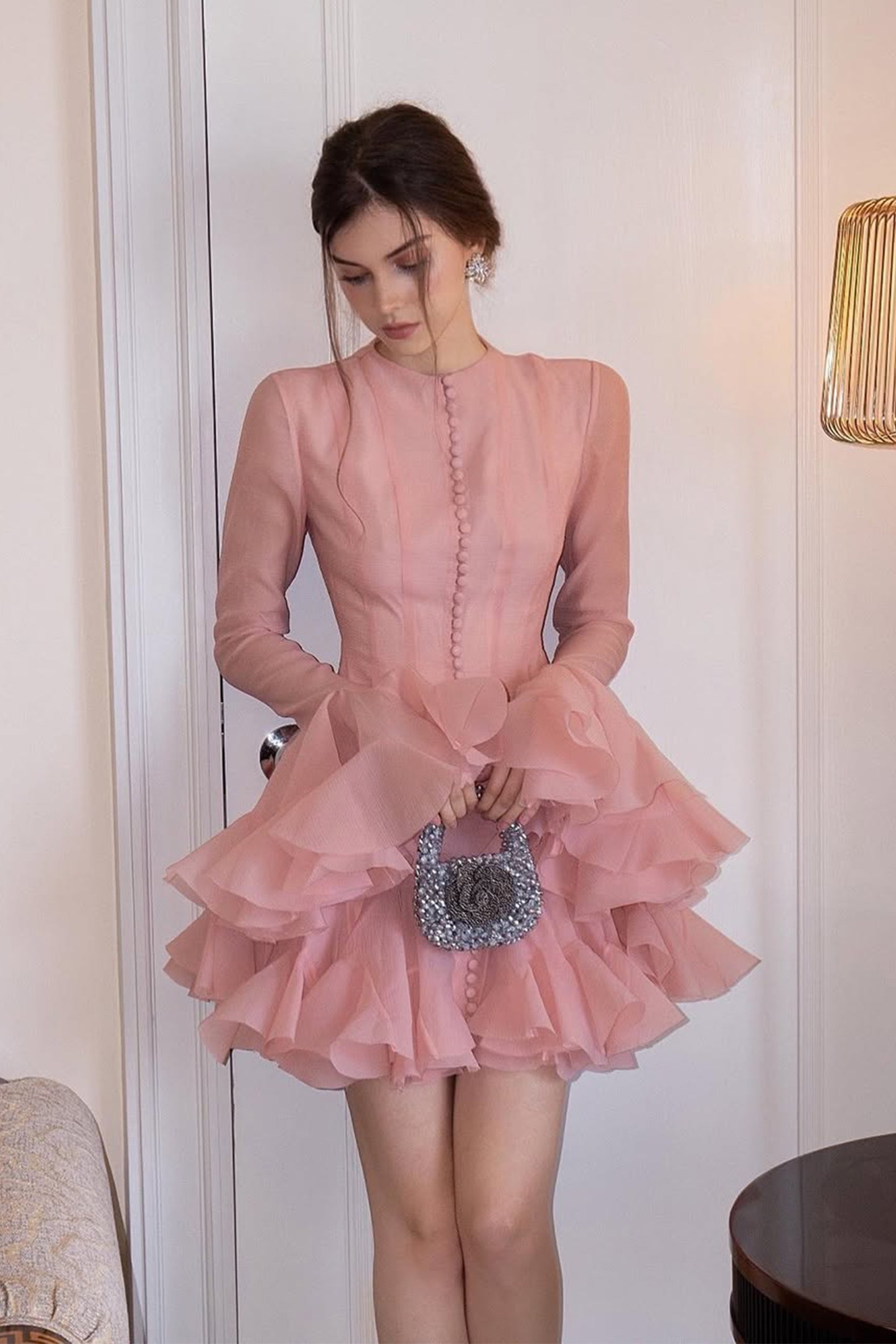 Vestido mini acampanado semitransparente Leila