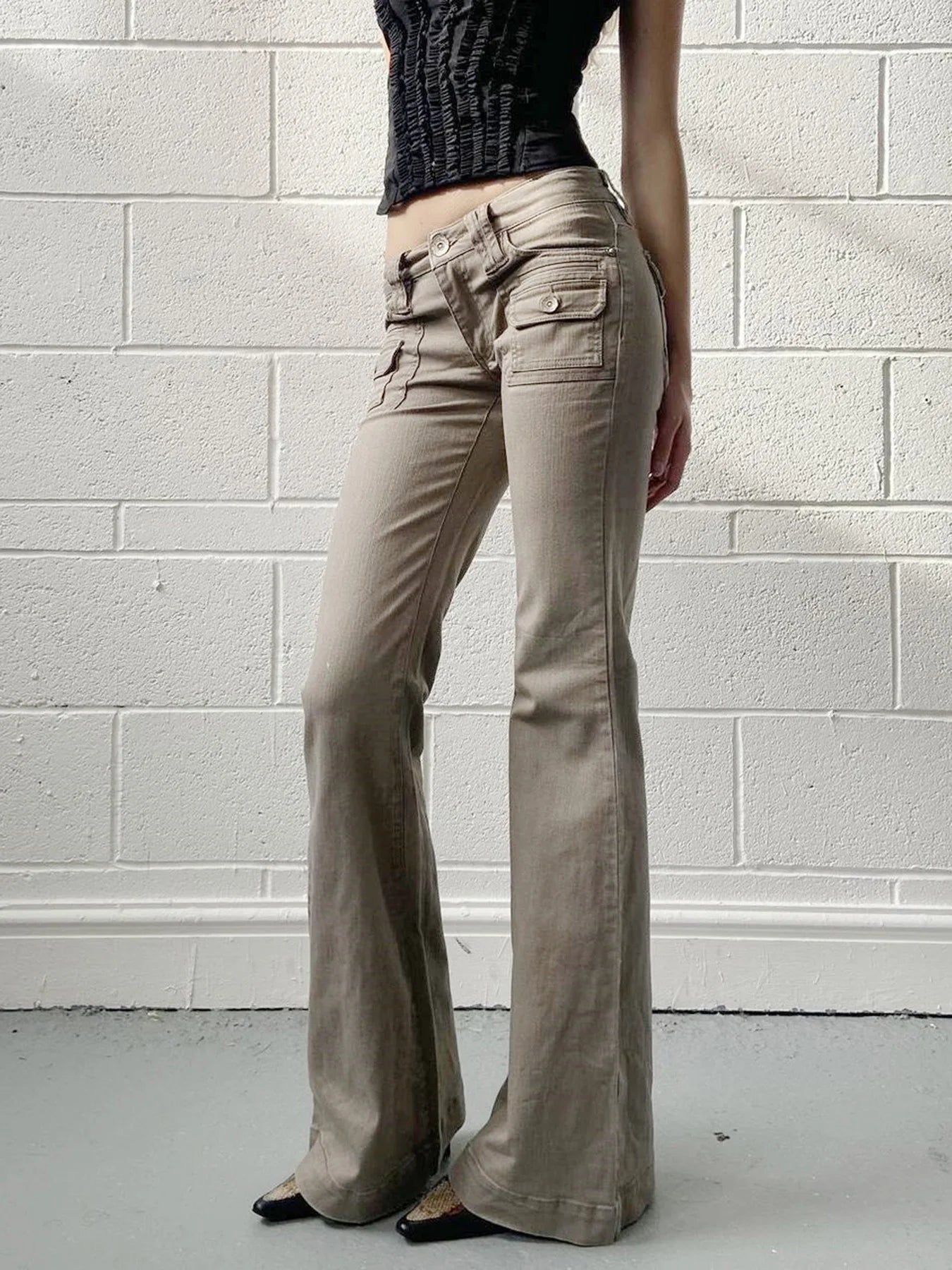 Pantalones acampanados sencillos y ajustados para mujer, alta moda, estilo informal inglés, vaqueros básicos combinables, ropa clásica.