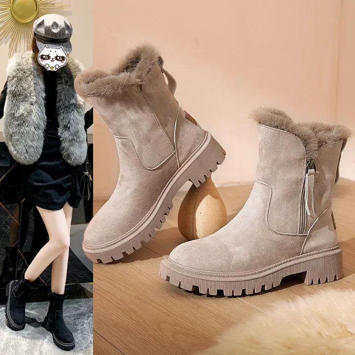 Casual Suede Ankle Boots with Zipper and Heel for Women | Great for Casual Days