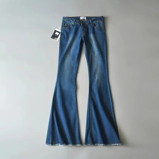 Vaqueros azules retro de cintura baja para mujer 2025, pantalones ajustados acampanados, vaqueros básicos ajustados de verano para mujer, vaqueros casuales de calle para mujer