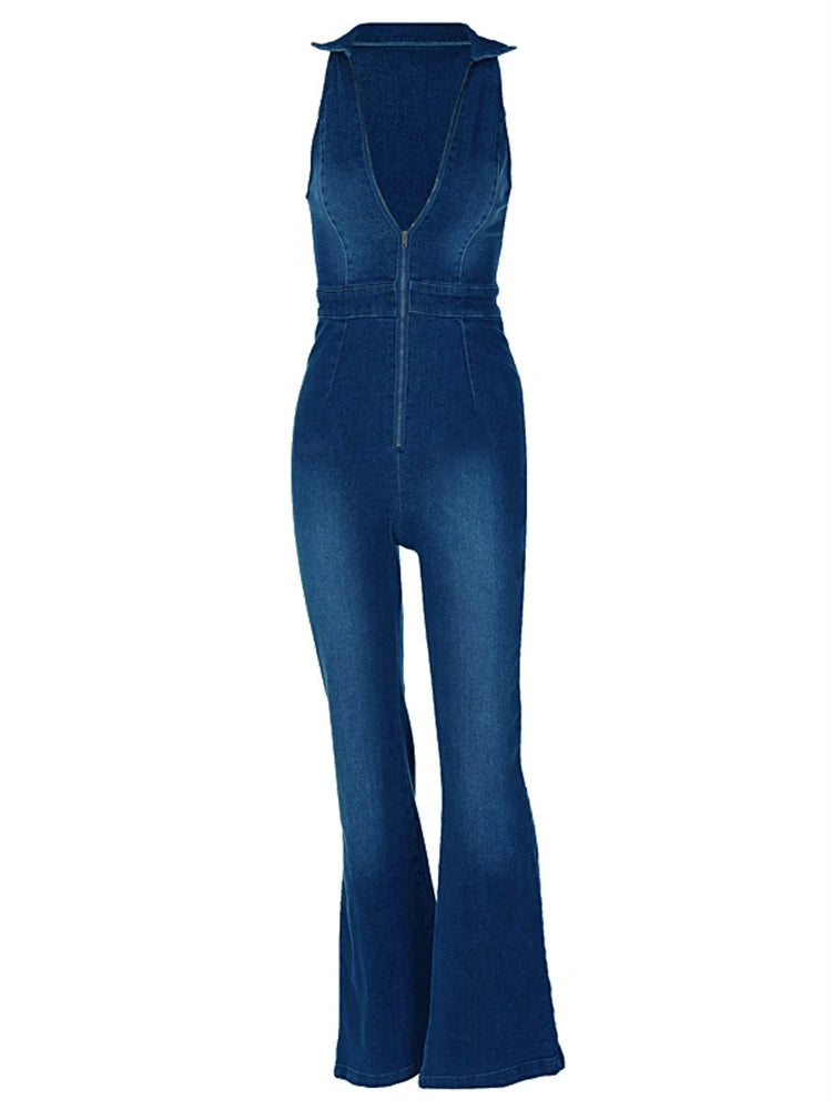 Mono vaquero Y2k para mujer 2025, nuevo, cuello en V, sin mangas, ajustado, monos, monos, ropa de calle, conjuntos de una pieza, vaqueros