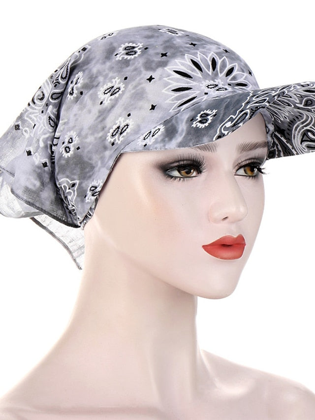 Women Bandana Scarf Cap Sunscreen Hedging Cap Printed Brim Baseball Cap Colorful Sunshade Hooded Scarf Headpiece Headscarf Baseball Hat for Women
