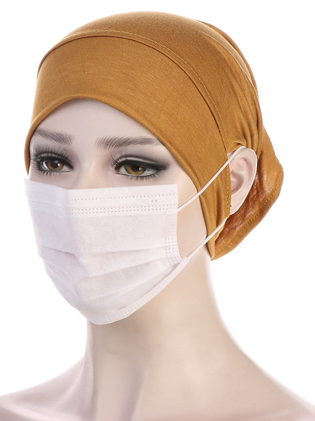 Soft Hood With Pierced Ears Inner Hijab Caps Muslim Stretch Turban Cap Islamic Underscarf Bonnet Hat Female Turbante for Women