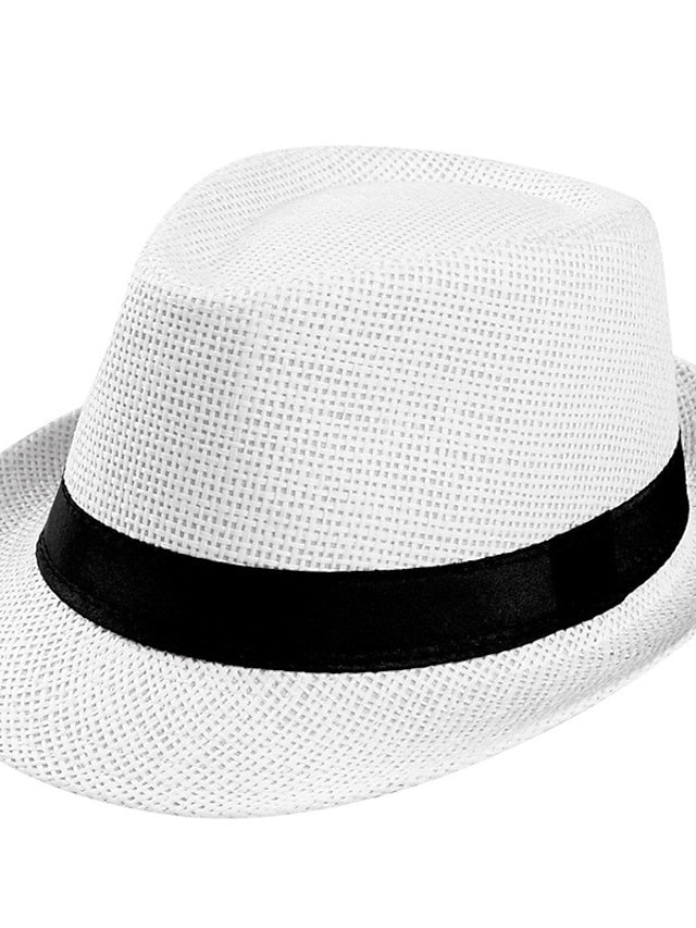 Unisex Sunhat Women Men Fashion Summer Casual Trendy Beach Sun Straw Jazz Band Hat Cowboy Fedora Hat for Women