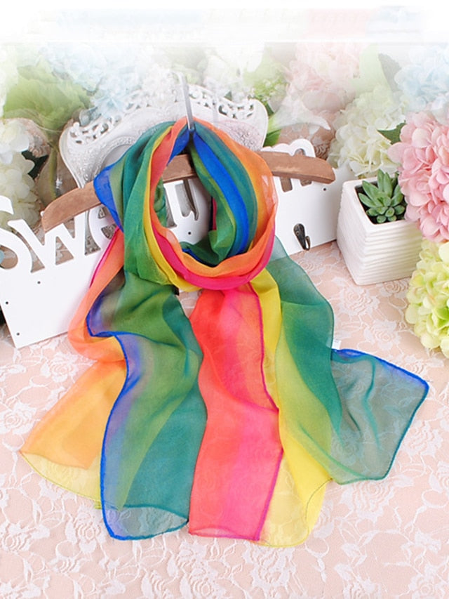Chiffon Scarf Party Black Scarf Color Block Cute Red Blue Fall Spring for Women