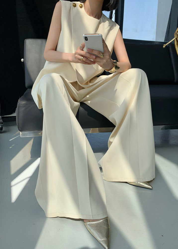 Sculpted Edge Asymmetrical Top & Wide-Leg Pants Set