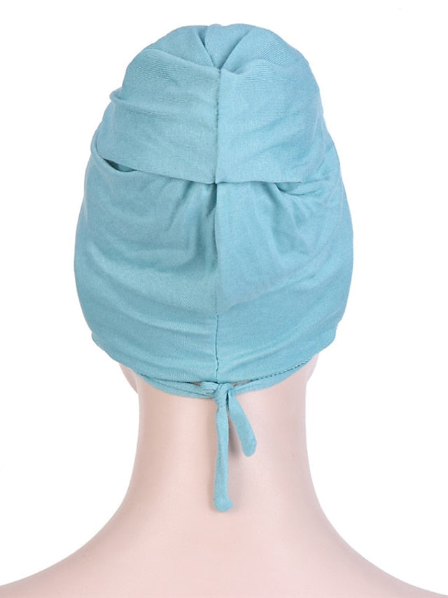 Muslim with Rope Scarf Hat Women Turban Soft Chemo Cap Hair Loss Islamic Headwrap Head Cover Wrap Caps Headwear Dubai Arab Bonnet New for Women