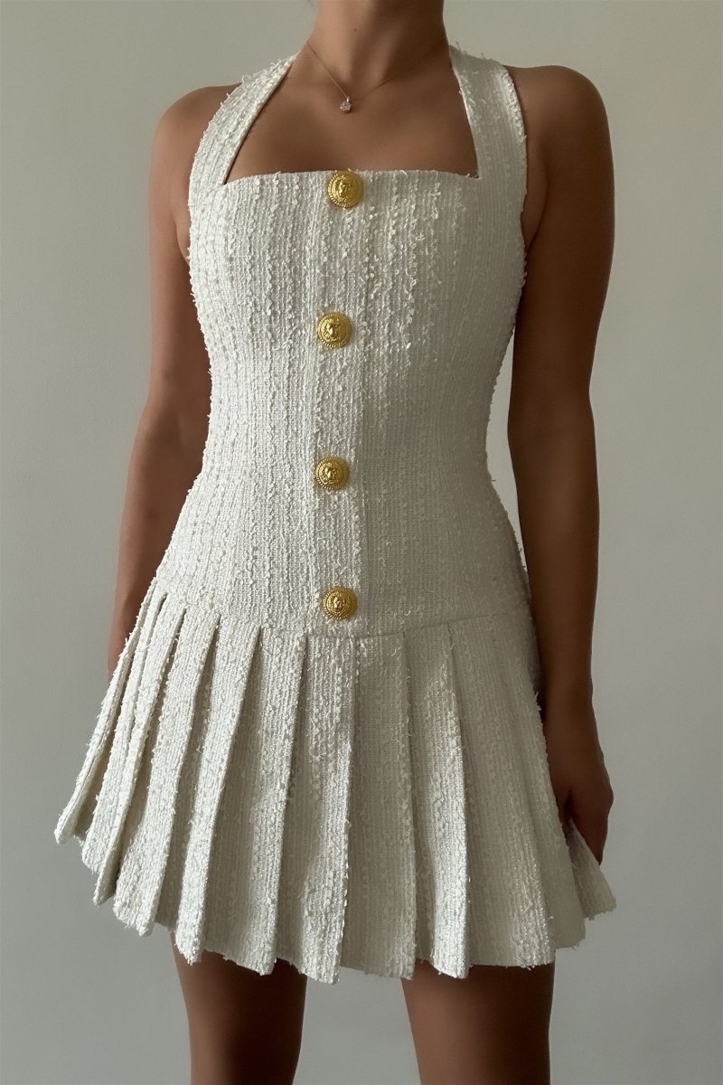 Minivestido de tweed con cuello halter de Christine