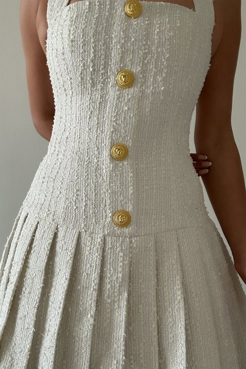 Minivestido de tweed con cuello halter de Christine