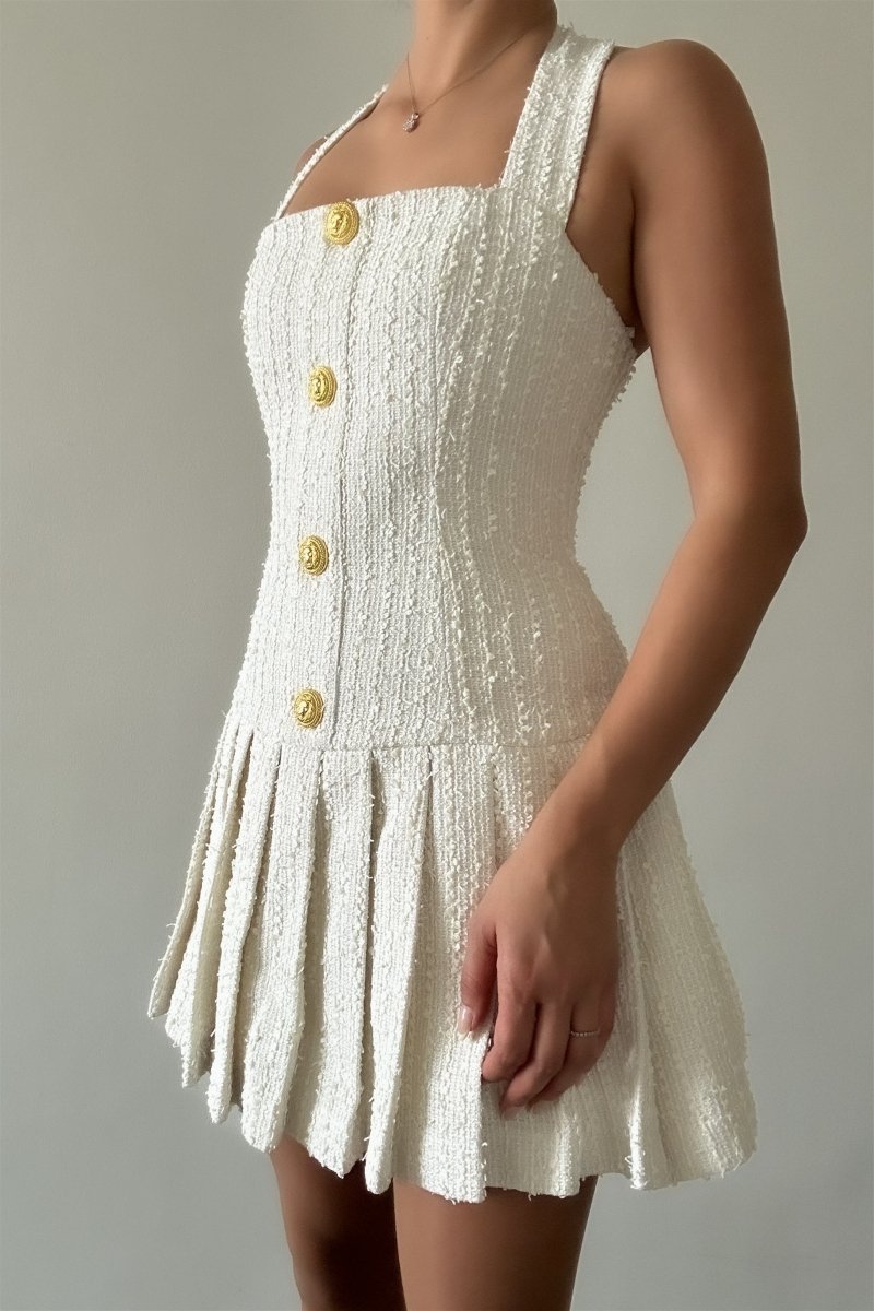 Minivestido de tweed con cuello halter de Christine