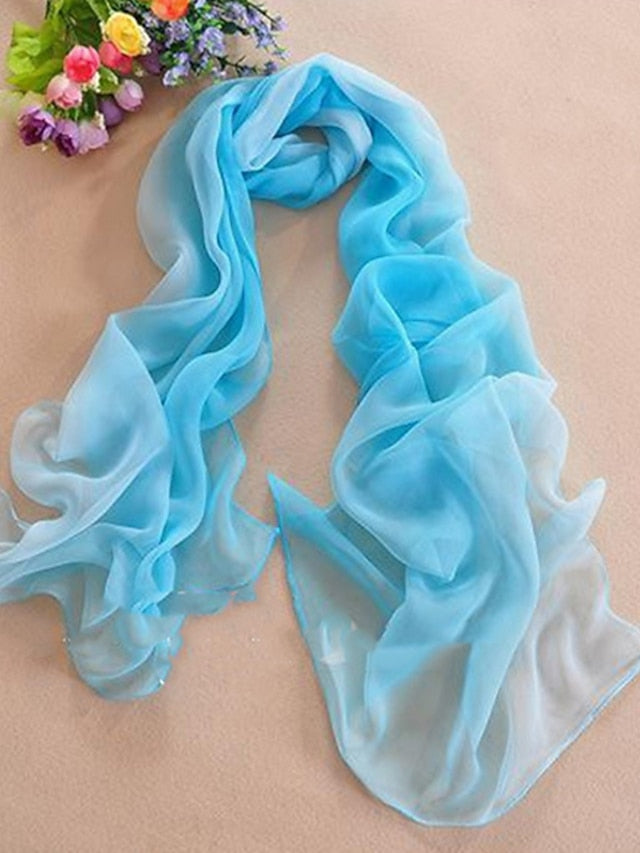 Chiffon Scarf Party Black Scarf Color Block Cute Red Blue Fall Spring for Women