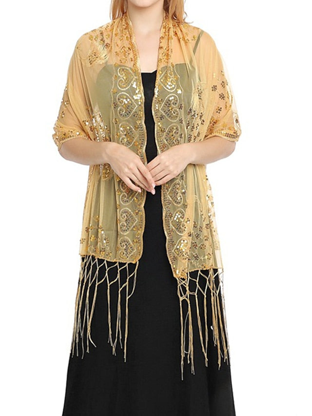 Shawls & Wraps Party Wedding Special Occasion Black Silver White Scarf Flower / Blue / Fall / Winter / Spring / Summer for Women