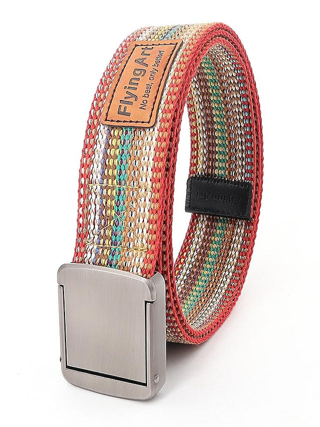 factory direct supply custom logo ethnic style fashion youth belt colorful belt men and women canvas jeans belt for Women