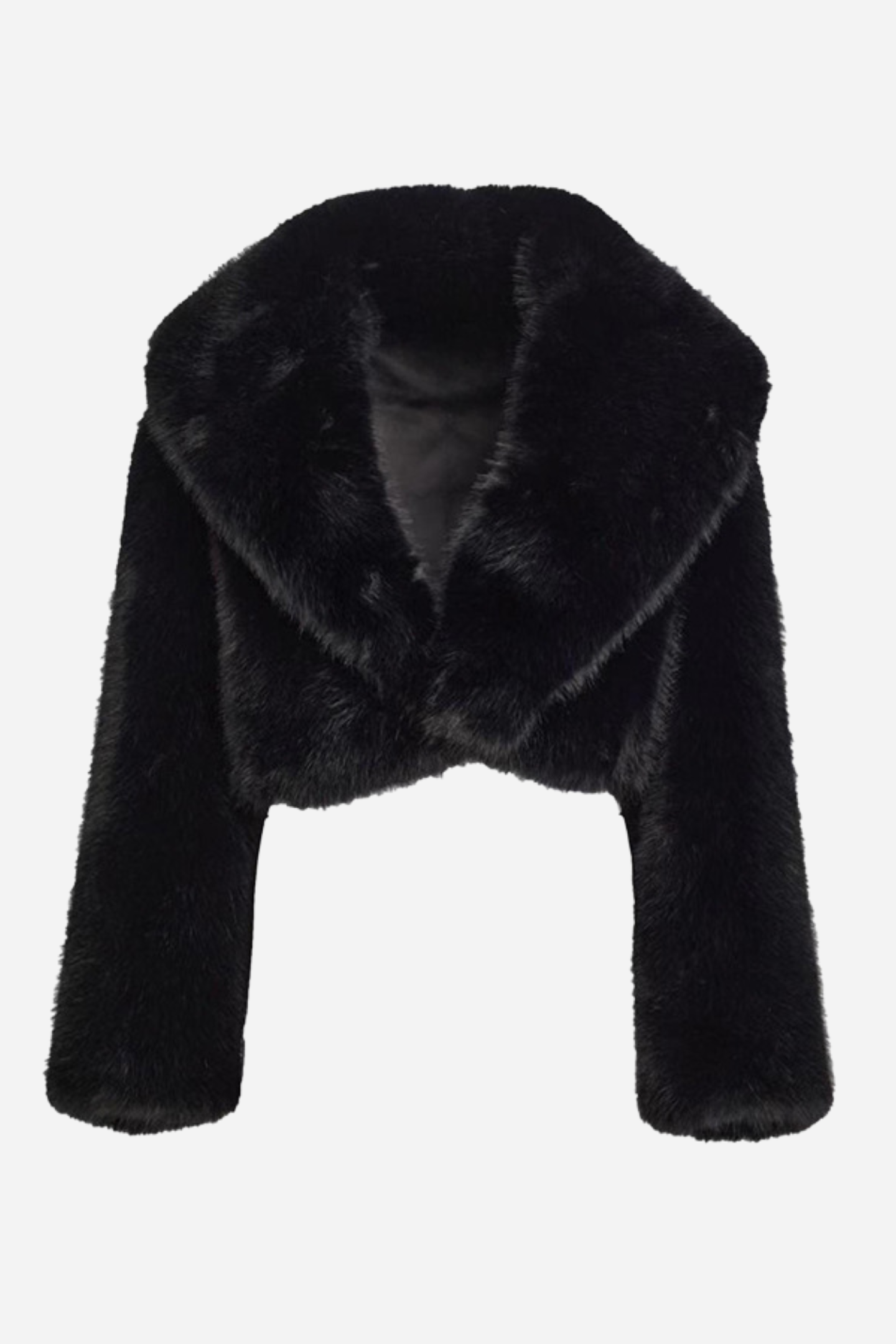 Chaqueta de piel sintética con cuello chal y corte recortado Maud