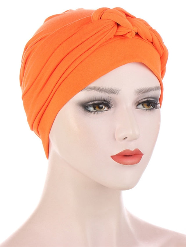 Women Lady Muslim One Half Braid Head Turban Wrap Cover Soft Hat Hair Loss Bonnet Beanies for Women