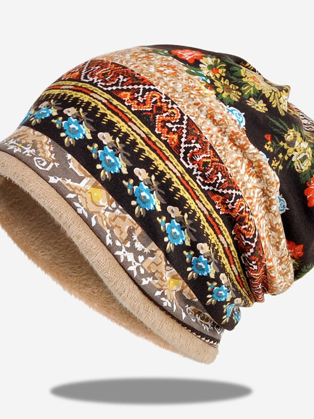 Hat Beanie / Slouchy Blue Coffee Outdoor Home Daily Print Flower Portable Windproof Comfort for Women