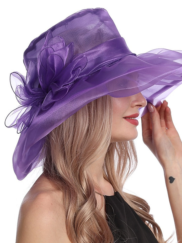 Party Hat Party Wedding Street Floral Pure Color Yellow Red Hat Blue Purple Fall Winter Spring for Women