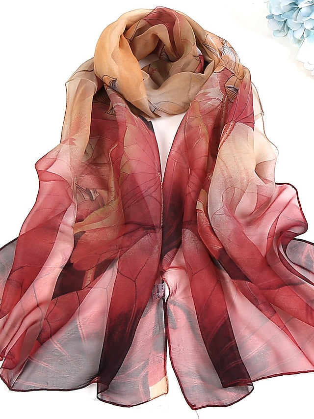 Chiffon Scarf Party Red Scarf Tie Dye / Purple / Fall / Winter / Spring / Summer for Women