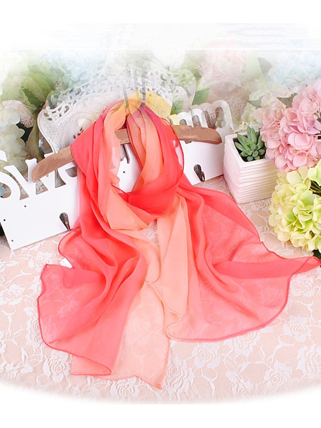 Chiffon Scarf Party Black Scarf Color Block Cute Red Blue Fall Spring for Women