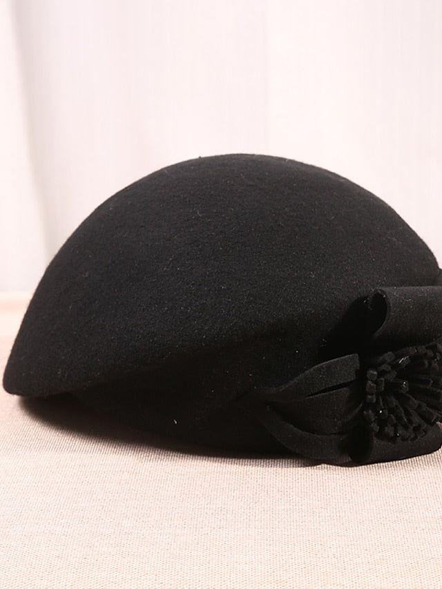 Hat Beret Hat Black Wine Camel Outdoor Street Dailywear Flower Pure Color Warm Breathable for Women