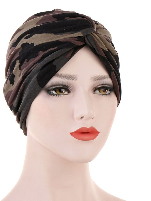 Women Muslim Daily Turban Folding Cross Knotted Hair Scarf Elastic Head Wrap Headwear Bandanas Lady Hair Hats Beanie Hair Loss Accessories for Women
